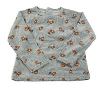 Sivá zamatová mikina s liškami LA REDOUTE