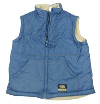 Modrá prešívaná šušťáková zateplená vesta s nášivkou Topolino