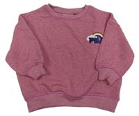 Staroružová melírovaná oversize mikina s logom a dúhou a obláčikom FILA