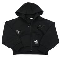 Čierna prepínaci oversize crop mikina s hvězdičkami z flitrů a kapucňou S. Oliver