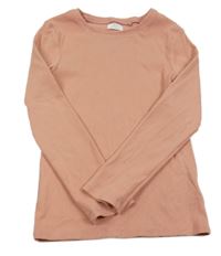 Pudrové žebrované triko Next