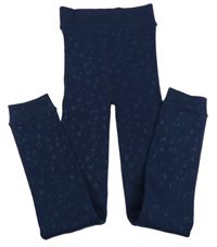 Tmavomodré thermo pančuskové legíny so srdiečkami