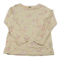 Béžové tričko s kvietkami dopodopo