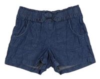 Modré ľahké paper bag rifľové kraťasy s mašlou Y.F.K.