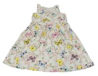 Biele šaty s motýlikmi a rozkvetlými větvičkami H&M