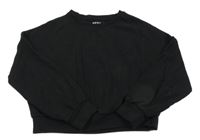 Čierna rebrovaná oversize crop mikina Next