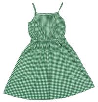 Tmavozeleno-biele kockované letné šaty OVS