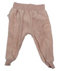 Svetloružové zamatové tepláky s volánikom ZEEMAN