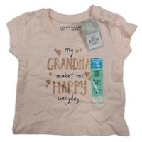 Nové - světlerůžové tričko s nápisy a srdíčky PRIMARK