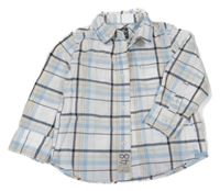 Bílo-světlemodro-šedá kostkovaná košile H&M