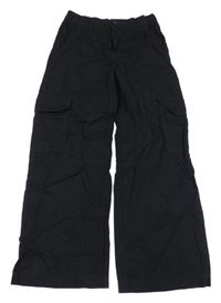 Černé cargo plátěné kalhoty H&M
