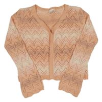 Broskvovo-svetloružová -biely ažurový prepínaci crop sveter Abercrombie&Fitch