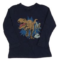 Tmavomodré triko s dinosaury