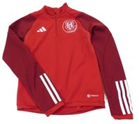 Tmavočerveno-vínová funkční fotbalová mikina se znakem Adidas