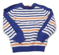 Bielo-safírovo-tmavooranžový pruhovaný sveter Blu Kids