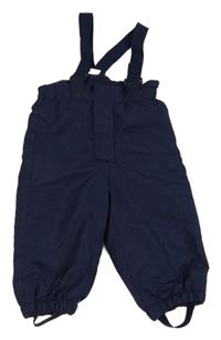 Tmavomodré šusťákové zimní oteplovačky s kšandami H&M