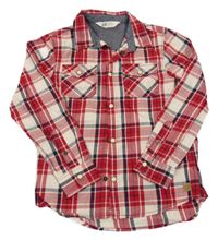 Smetanovo-červeno-tmavomodrá kostkovaná košile H&M