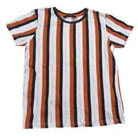 Bielo-čierno-oranžové pruhované tričko s nápismi George