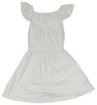 Biele šaty s volánem s madeirou Primark