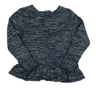Tmavomodro-bílý melírovaný svetr s volánkem Mothercare 