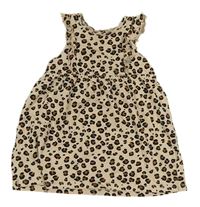 Béžové bavlnené šaty s leopardím vzorom a volánikmi zn. H&M