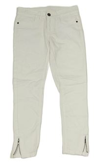 Biele plátenné skinny nohavice so zipsom Y.F.K.