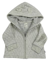 Světlešedá melírovaná prošívaná propínací mikina s kapucí B'Gosh