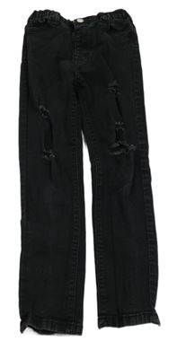 Čierne skinny rifle s dierami Shein