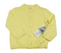 Nové - Žlutý propínací svetr s perforovaným vzorem F&F