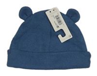 Nové - Tmavomodrá rebrovaná čapica s uškami Next