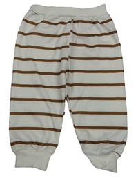 Bielo-hnedé pruhované tepláky