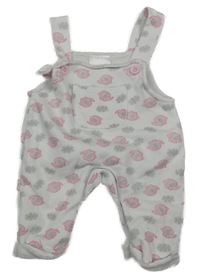 Bílé zateplené laclové tepláky se slony