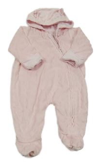 Ružová minky podšitá kombinéza s kapucňou