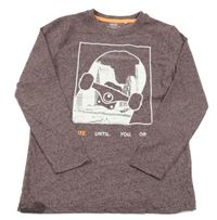 Vínové melírované triko se skateboardem Yigga