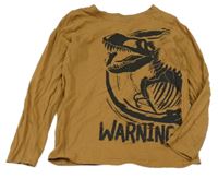 Hnedé tričko s kostrou dinosaura Dopodopo