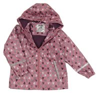 Staroružová nepromokavá zateplená bunda so srdiečkami a kapucňou Lupilu