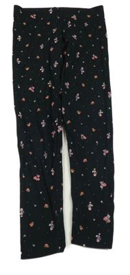 Černé květované legíny s puntíky M&S