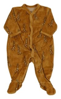 Hnedý zamatový overal s žirafami  La Redoute