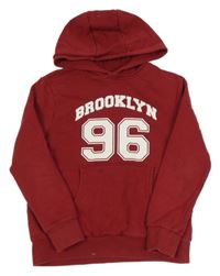 Vínová mikina s číslem a kapucí M&S