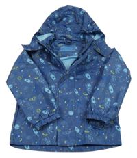 Tmavomodrá šušťáková jarná bunda s vesmírom a kapucňou Pocopiano