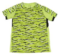 Neonově žluté vzorované sportovní funkční tričko Kipsta