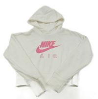 Bílá crop mikina s logem a kapucí Nike Air