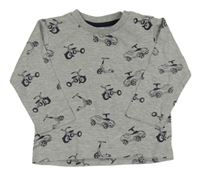 Sivé melírované tričko s dopravními prostředky Topomini