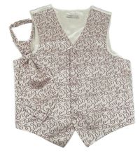 2set - Bílá výšívaná slavnostní vesta + kravata BHS