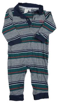 Tmavomodro-bílo-zelený pruhovaný polo overal Jasper Conran