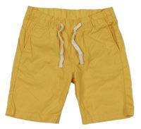 Hořčicové plátěné kraťasy H&M