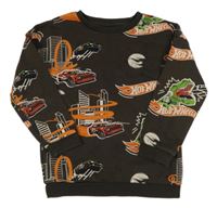 Tmavohnedá mikina s auty - Hot Wheels Tu