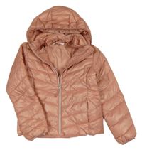 Starorůžová prošívaná šusťáková zateplená bunda s kapucí H&M