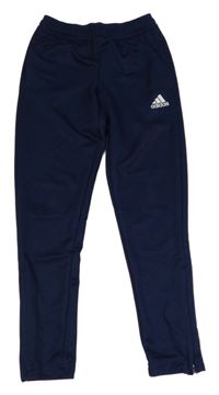 Tmavomodré sportovní funkční tepláky s logem Adidas