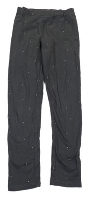 Tmavošedé puntíkaté teplé legíny H&M